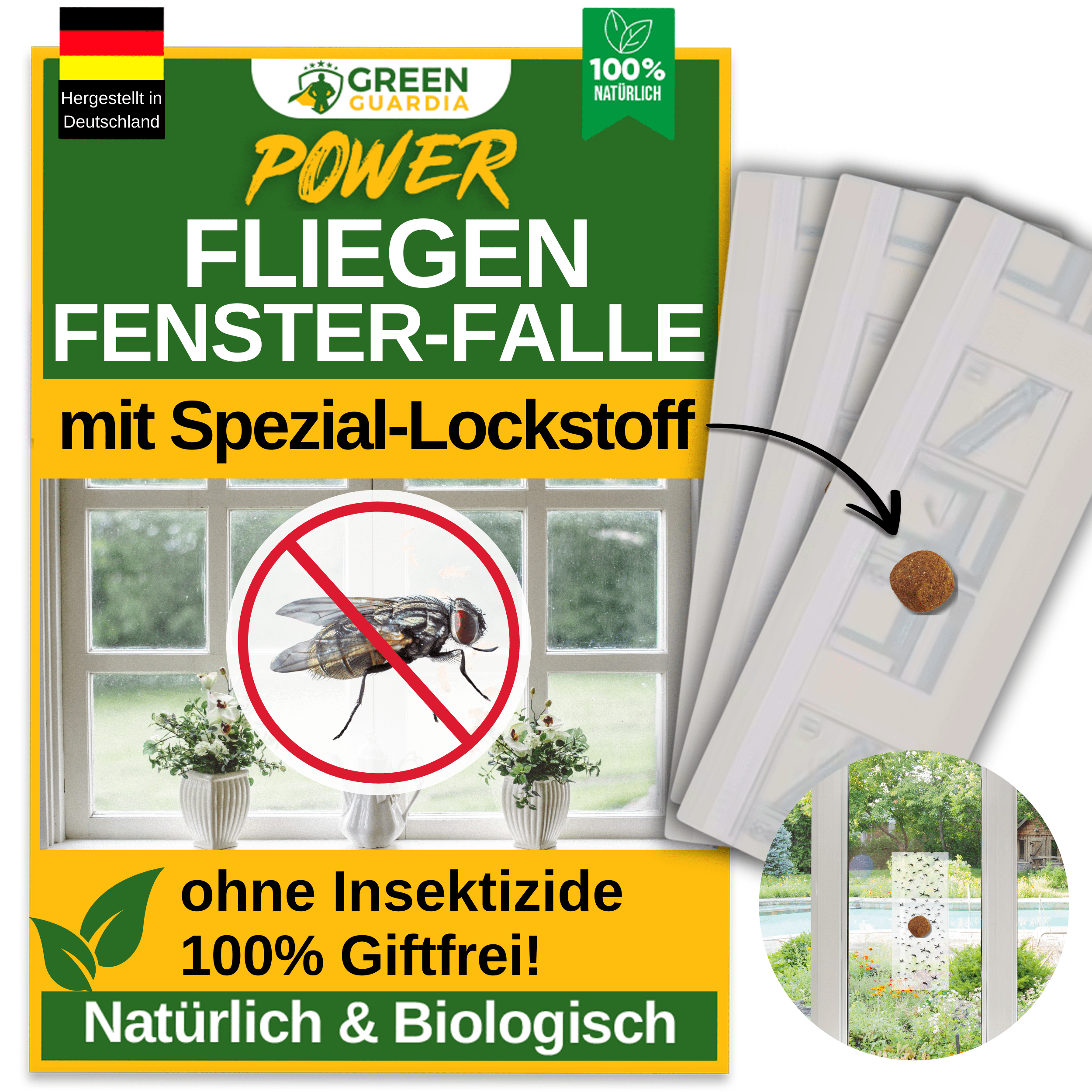 Fliegen Fenster - Falle mit Spezial - Lockstoff - Green Guardia - Ihr Experte für Schädlinge und Pflanzen