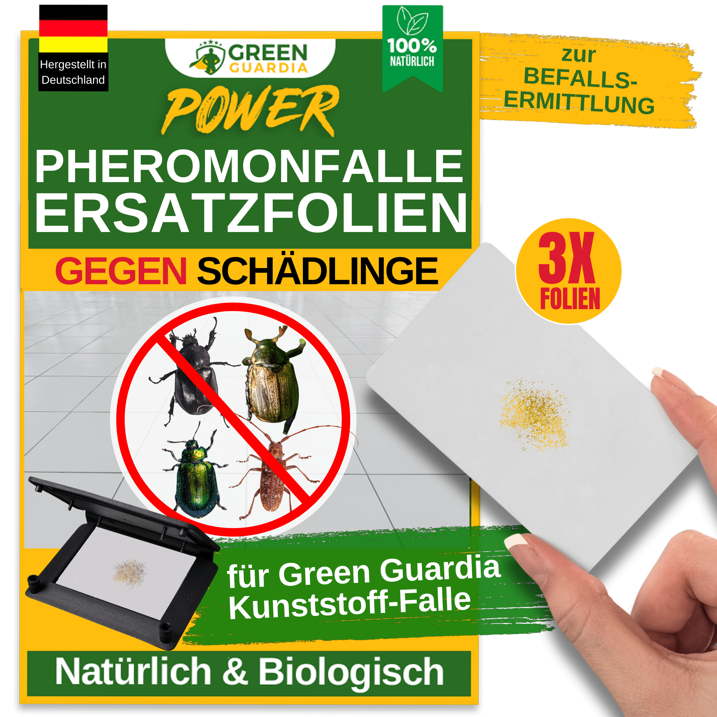 Pheromon - Lockstoff Ersatzfolien für Klebefallen (3x Stück) - Green Guardia - Ihr Experte für Schädlinge und Pflanzen