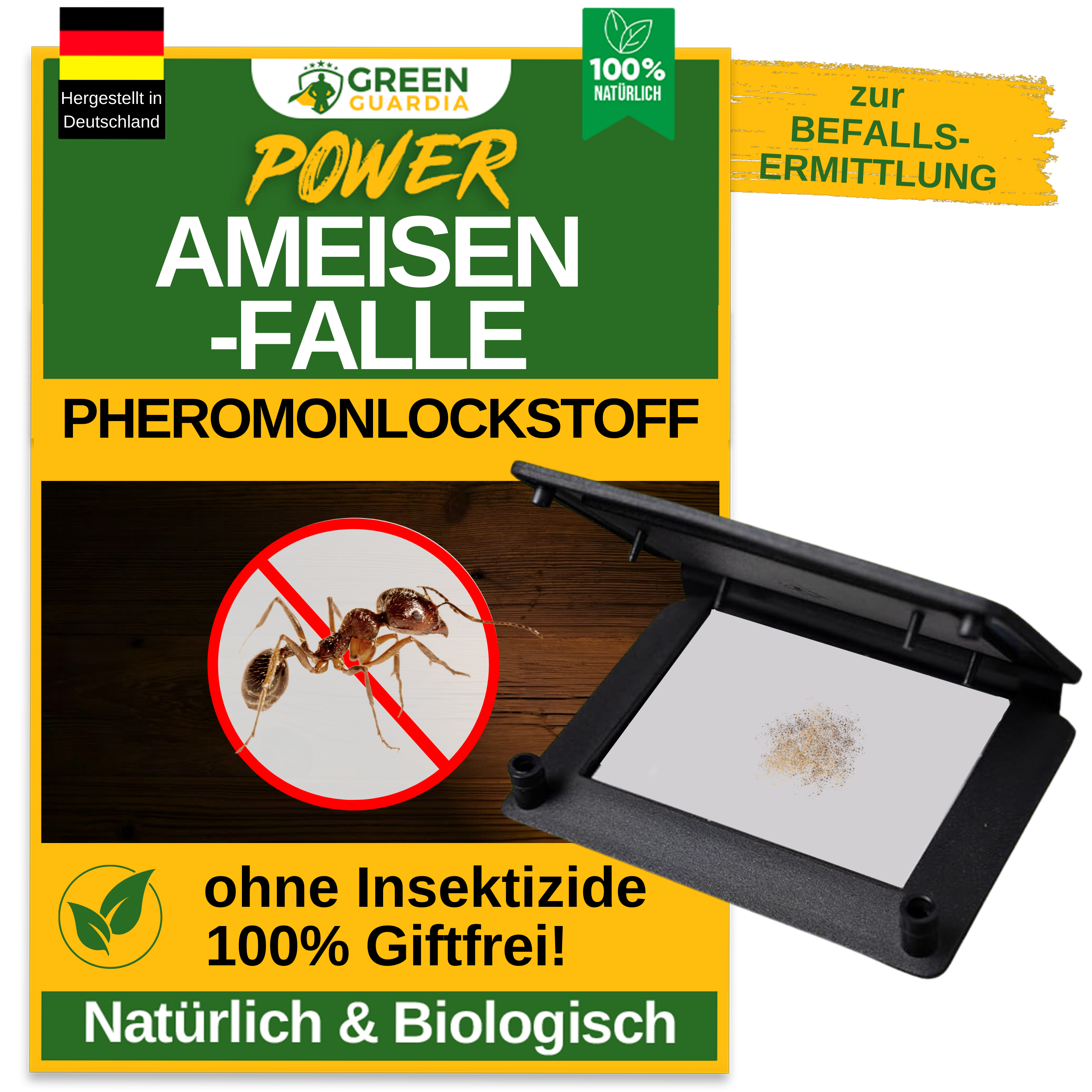 Ant trap with pheromone attractant 