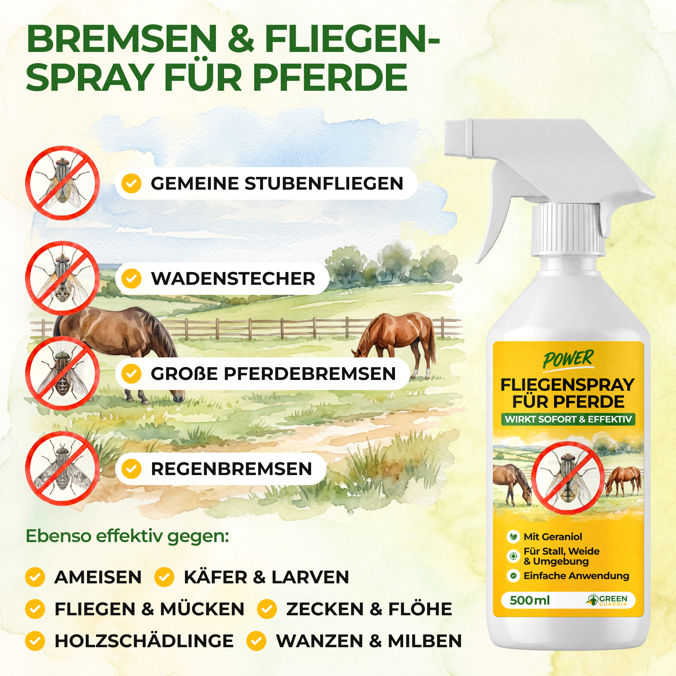 Bremsen/Fliegen Abwehrspray Power-Konzentrat für Pferde - 500ml