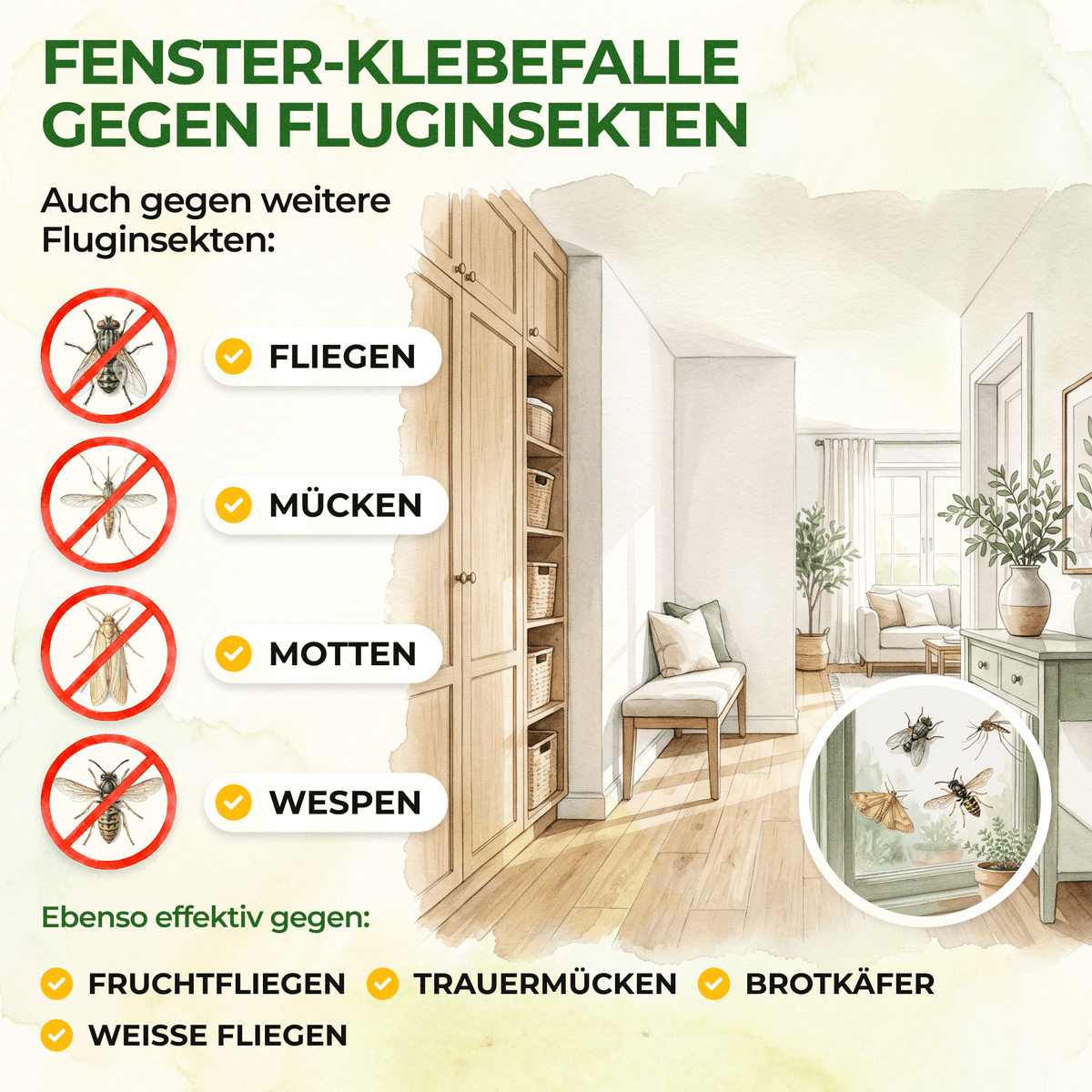 Fluginsekten Fenster-Falle - Green Guardia - Ihr Experte für Schädlinge und Pflanzen