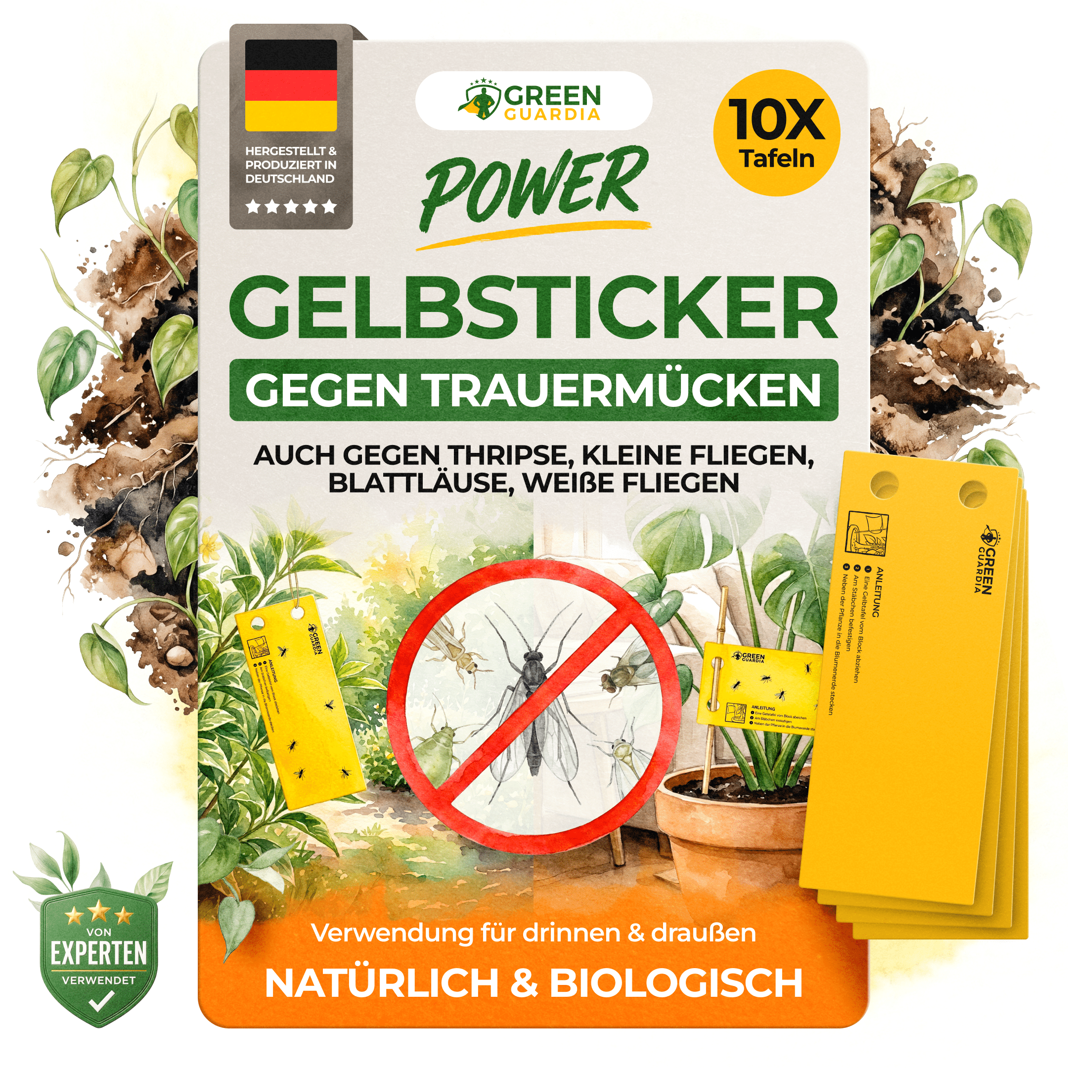 Gelbsticker (10x Stück inkl. Bambusstäbchen) - Green Guardia - Ihr Experte für Schädlinge und Pflanzen