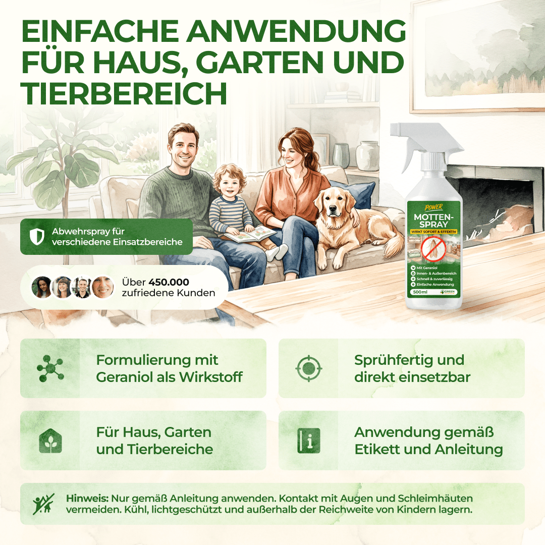 Motten-Abwehrspray Power-Konzentrat - 500ml - Green Guardia - Ihr Experte für Schädlinge und Pflanzen