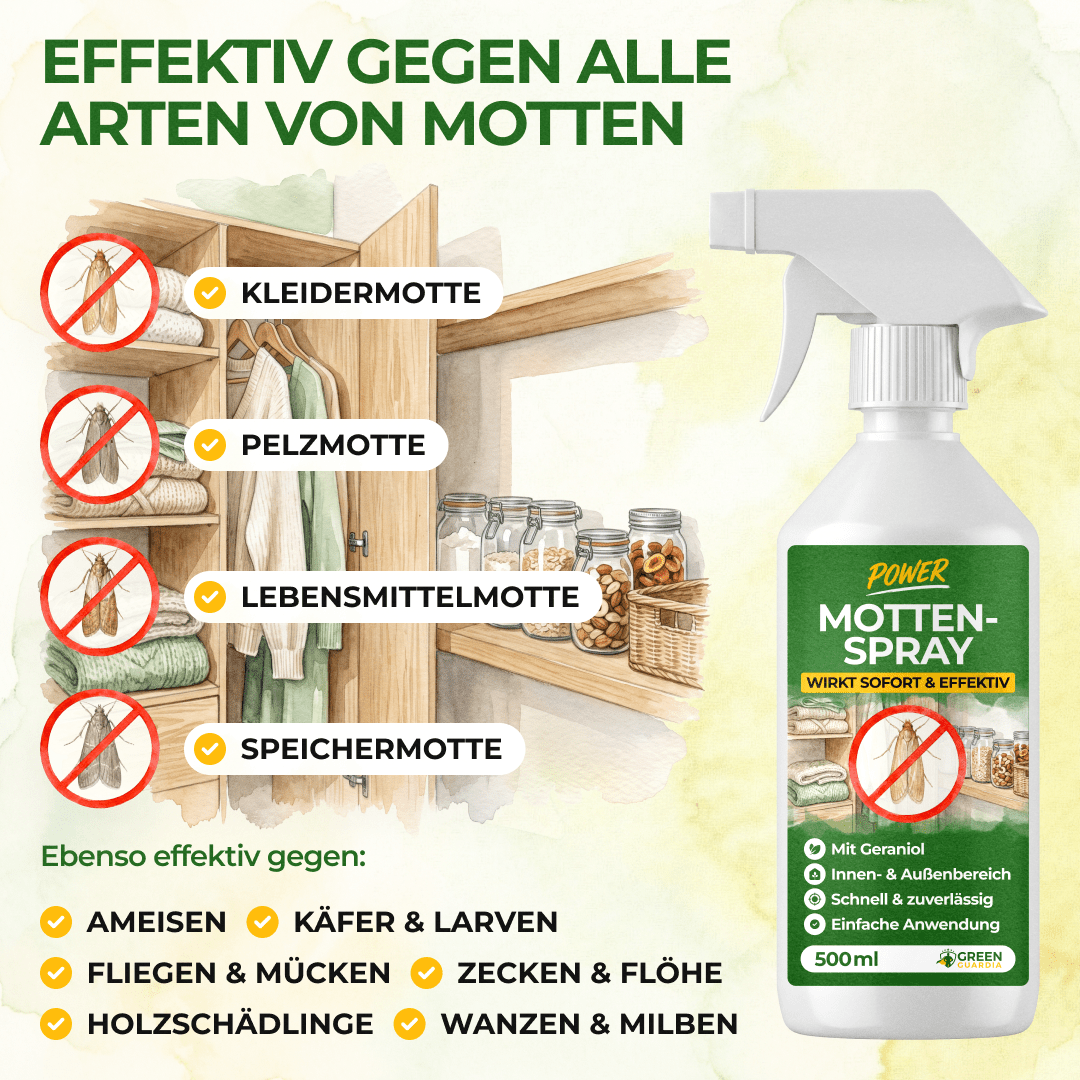 Motten-Abwehrspray Power-Konzentrat - 500ml - Green Guardia - Ihr Experte für Schädlinge und Pflanzen
