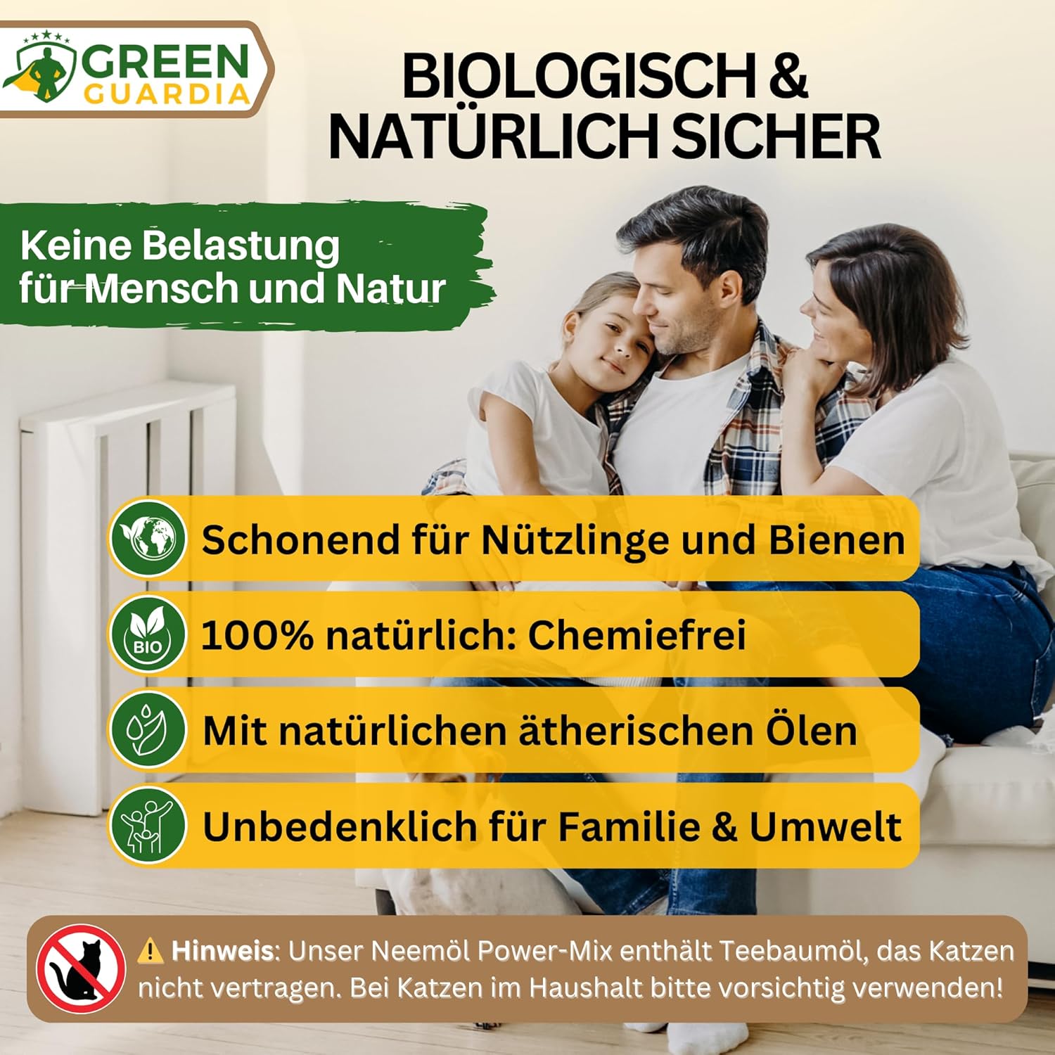 Power Neemöl mit Emulgator für Zimmerpflanzen & Garten - Green Guardia - Ihr Experte für Schädlinge und Pflanzen