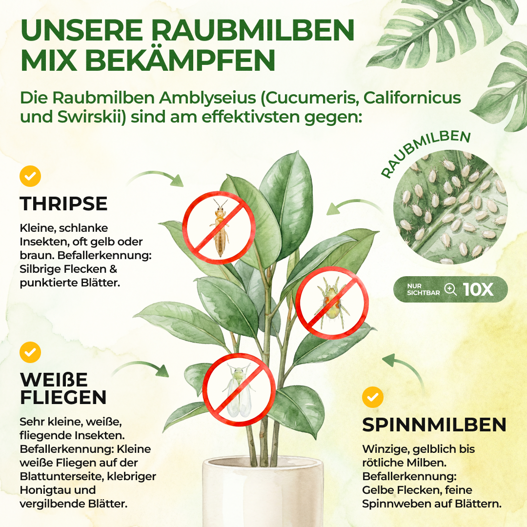 Raubmilben Trio gegen Thripse, Spinnmilben & Weiße Fliegen