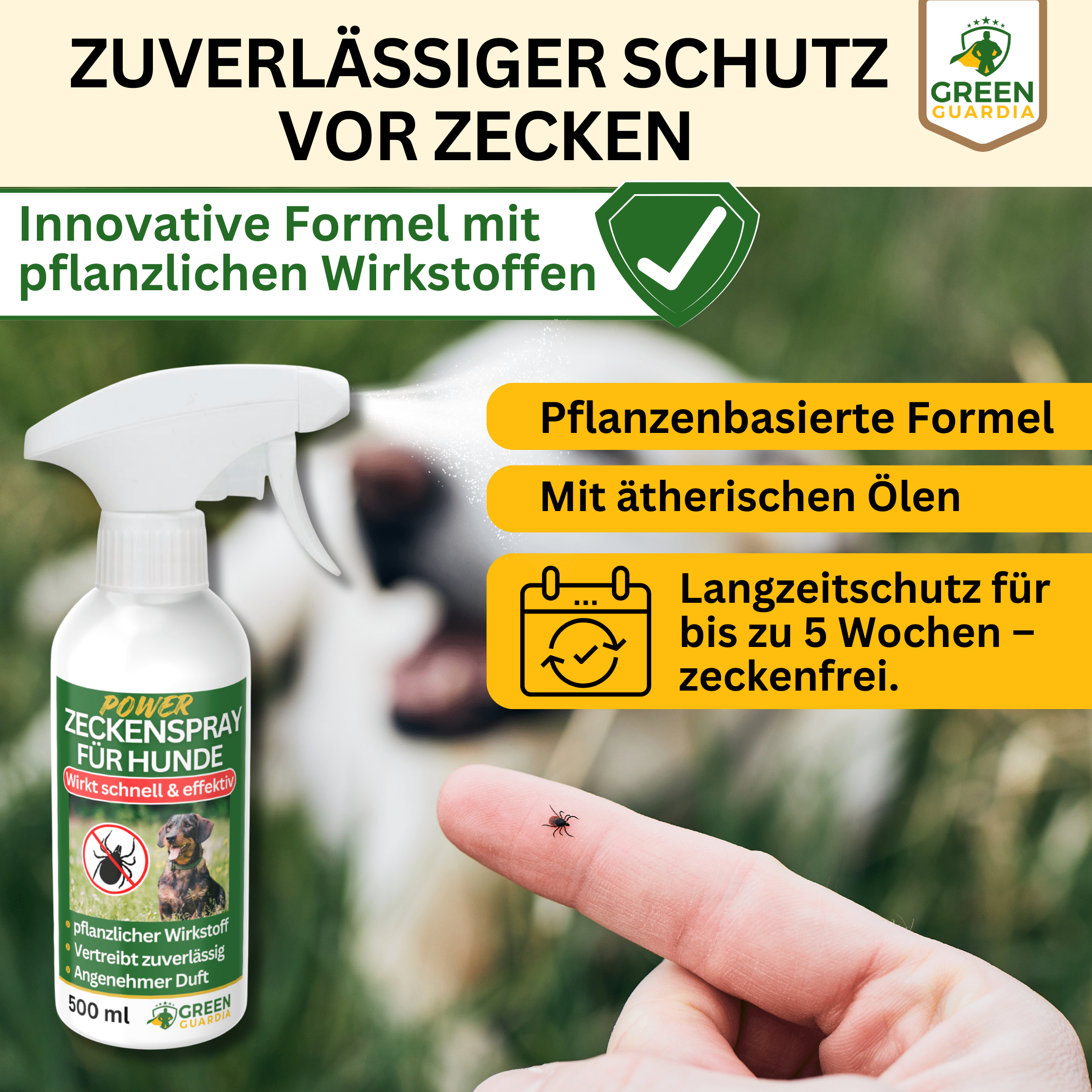 Zecken Abwehrspray Power - Konzentrat für Hunde - Green Guardia - Ihr Experte für Schädlinge und Pflanzen